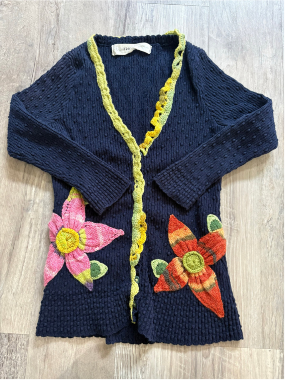 VTG Anthropologie Sparrow Earthly Delights Floral Crochet Cardigan Sweater XS Na
